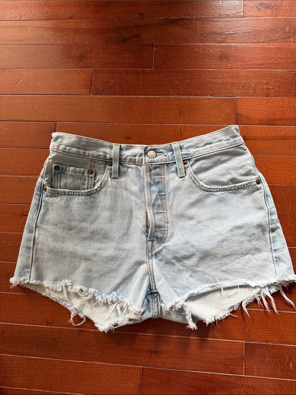 Levi's 501 Light Wash Distressed Denim Cutoff Shorts